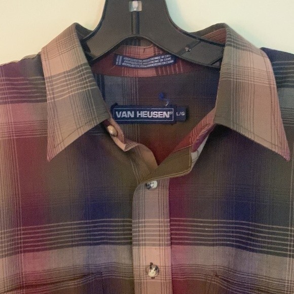 Vintage Van Heusen Plaid Shirt L - Picture 2 of 4